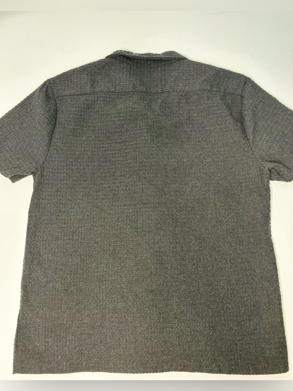 San Francisco Work Shirts Charcoal Grey Textured Woven Eyelet Camp Shirt Medium - Picture 7 of 8